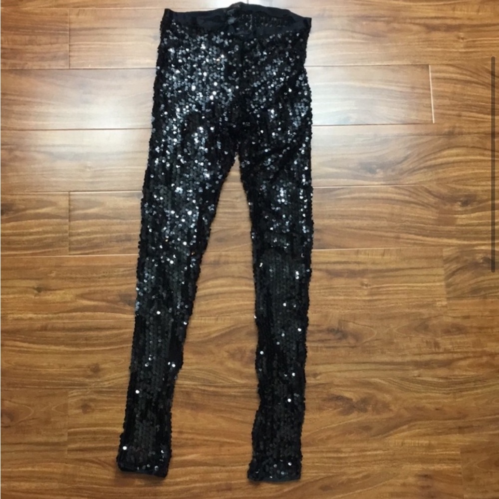 Custo Barcelona Black Sequins Mid Rise Legging Size large - Picture 3 of 8